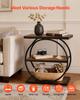 End Table, 3-Tier Narrow Side Table with Open Storage Shelves, Modern Nightstand Bedside Desk with Round Metal Frame, Wood Sofa Coffee Desk for Living