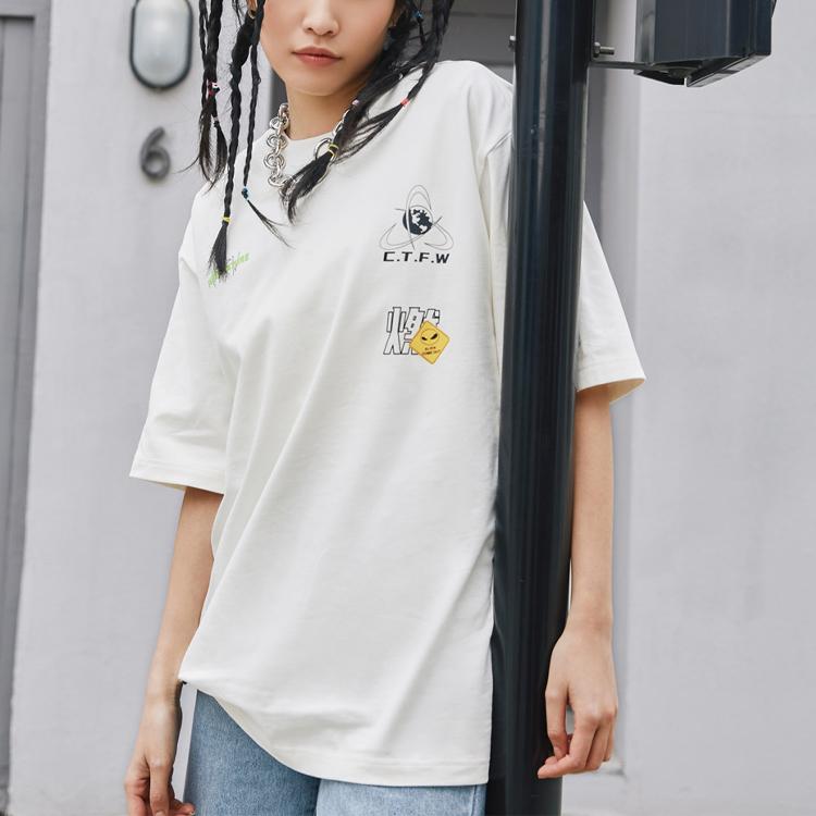 Li Ning CF Exploration Series Alien Relic Loose T-Shirt Unisex Tops Cloud-White AHSR552-5