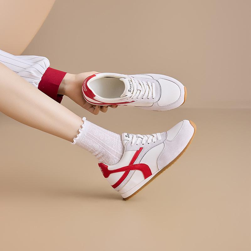 Color Matching Increases Women's Autumn New Soft Bottom Comfortable Small Casual Thick Bottom Red