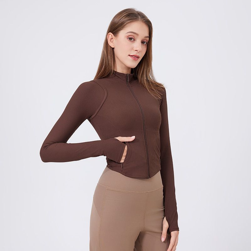 Export Casual Running Outerwear Yoga Clothes Women's Zipper Slim Fit Sports Outwear Outdoor Nude Feel Fitness Jacket Tops