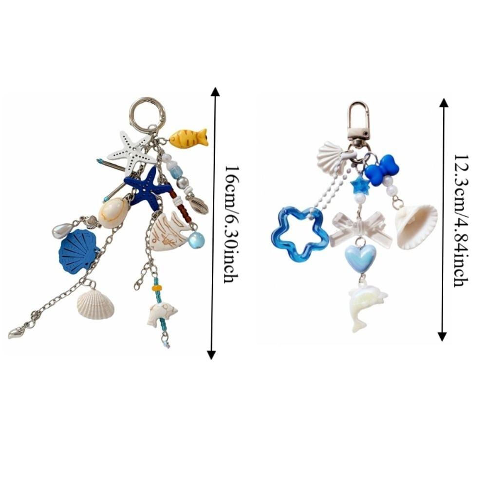 Conch Ocean Series Keychain Multi-Charm Bag Charm High-End Starfish Key Ring Vacation