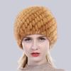 Women Winter Hand Knitted Genuine Mink Fur Hat Natural Warm Good Elasticity Fur Cap Russia Lady Quality Real Mink Fur Hats