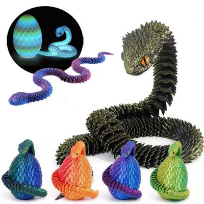 3D-gedrucktes Schlangenei Kreative Dekompression Schlangenform Beweglich Drehbar Gelenkiges Desktop-Ornament Realistische Tiere Kinderspielzeug