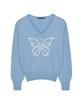 Nigaennikol Butterfly V Neck Jacquard Knit_Sky Blue