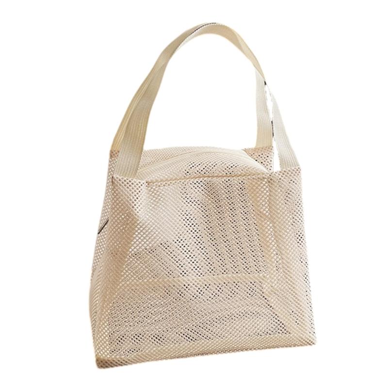 Ventilated Toiletry Organizer Clear Mesh Storage Bag Large Capacity Portable Shower Accessories Holder with Handle