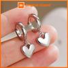 Huitan Romantic Heart Stainless Steel Drop Earrings for Women Wedding Fashion Engagement Accessories Lady Hypoallergenic Jewelry