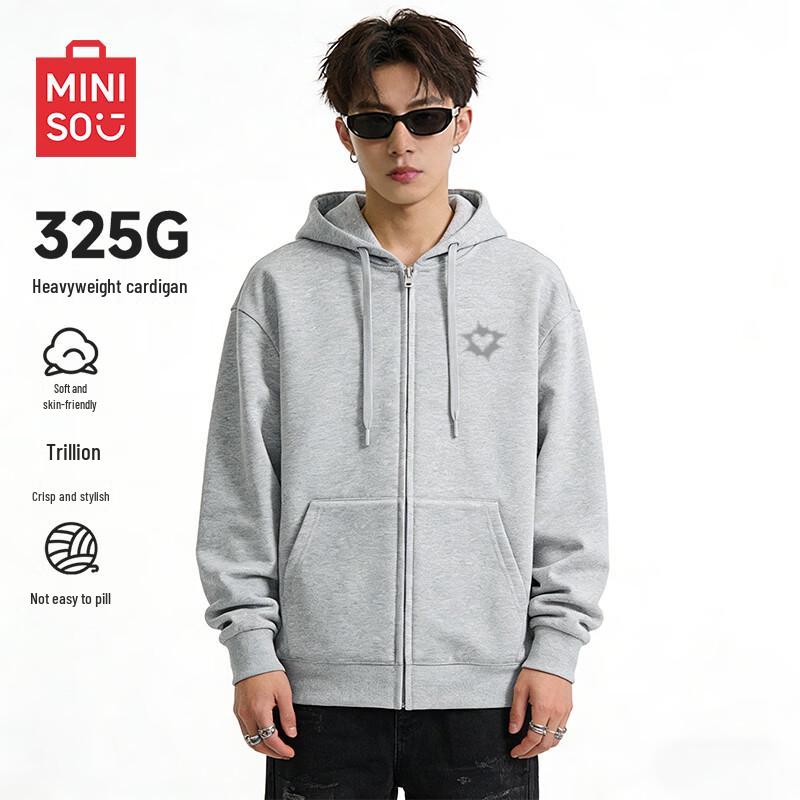 MINISO Men s Heavyweight Hooded Zip-Up Sweatshirt 3XL