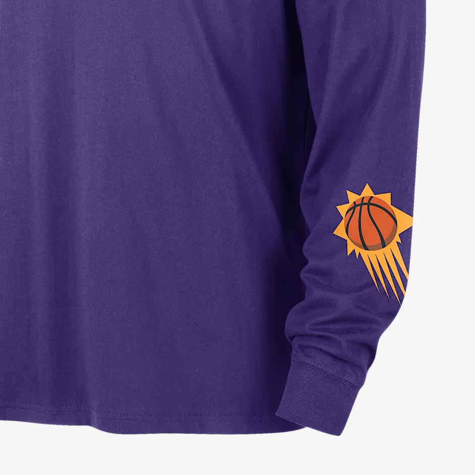 Nike X NBA Collaboration Max90 Phoenix Suns FW24 Courtside City Edition Logo Comfort Loose Long Sleeve T-Shirt Men Tops Purple HJ2556-504