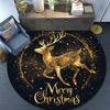 Golden Deer Round Area Rug,Carpet Rug for Living Room Bedroom Sofa Playroom Decor,Non-slip Floor Mat
