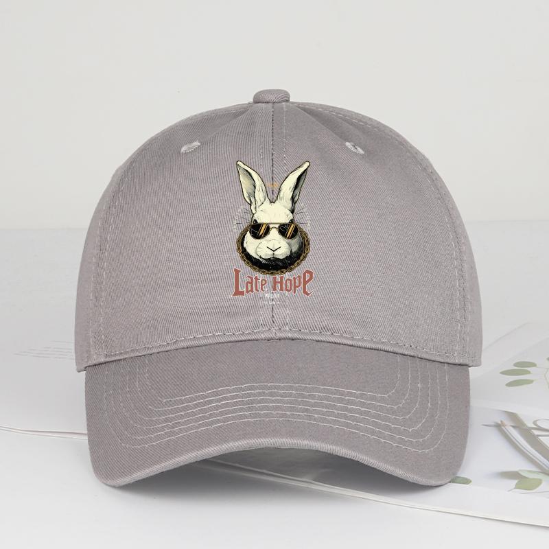 

“Late Hare” Cute Bunny Baseball Cap Playful Retro Style Perfect For Daily Commutes & Outdoor Walks Animal Lovers & Holiday Gifts