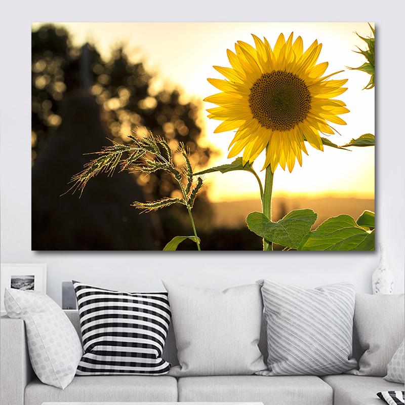 

Холст с подсолнухом, настенная живопись, пейзажные фотографии, цветочный пейзаж, постеры и принты для гостиной, домашний декор, без рамки 21x30cm No Framed