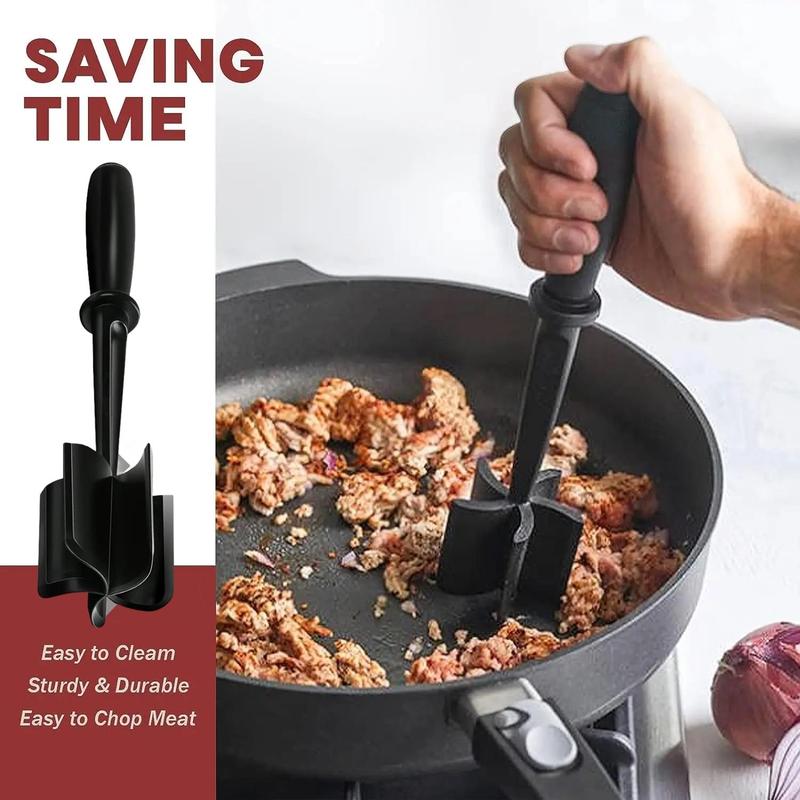 Manueller Fleischwolf, Handlicher Fleischwolf mit langem Griff, Küchenzubehör Hitzebeständiger Hamburgerfleisch-Stampfer, Küchenwerkzeuge