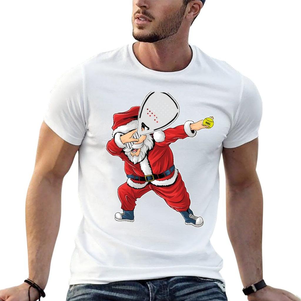 Padel Dabbing Santa Claus Funny Padel Tennis Christmas Costume TShirt Christmas Casual Short Sleeve Top