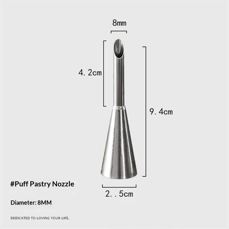 4Pcs Puff Pastry Piping Nozzle Set Food Grade Stainless Steel Decorating Tips for Cake Cupcake Home Baking