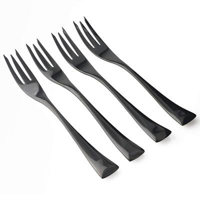 4-teiliges Luxus-Geschirr aus 18/10-Edelstahl, Meeresfrüchte, Cocktails, Vorspeisen, Fischgabel-Set, hochglanzpolierte schwarze Salatgabeln