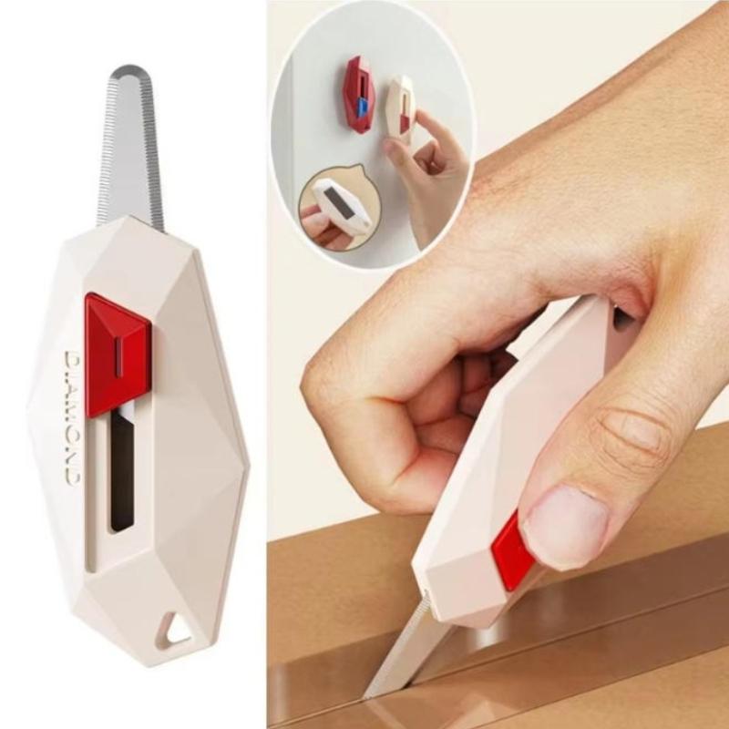 Diamond Design Unbox Knife Safety Round Head Cutter Magnetic Carton Box Cutter for Opening Package Letter Utility Knife