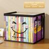 Große quadratische Buchaufbewahrungstasche PVC Transparenter Deckel Design Aufbewahrungsbox Reißverschluss Fröhliches Gesichtsmuster Organizer-Behälter Heimorganisation