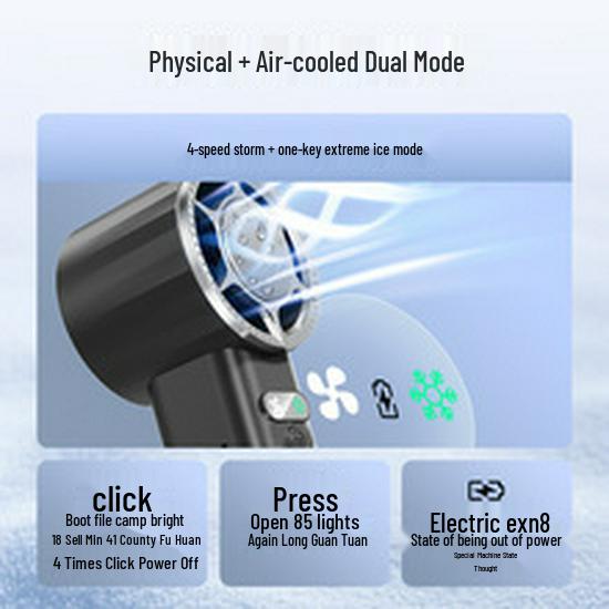 USB Handheld Turbo Mini Fan: Powerful, Portable Ice Cooling with Large Airflow for Outdoors