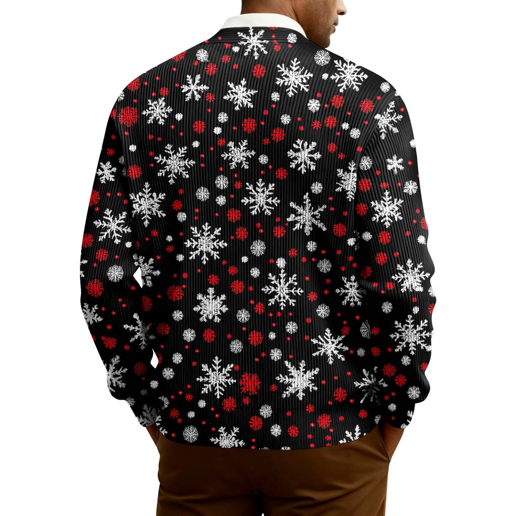 Ribbad långärmad kofta för män