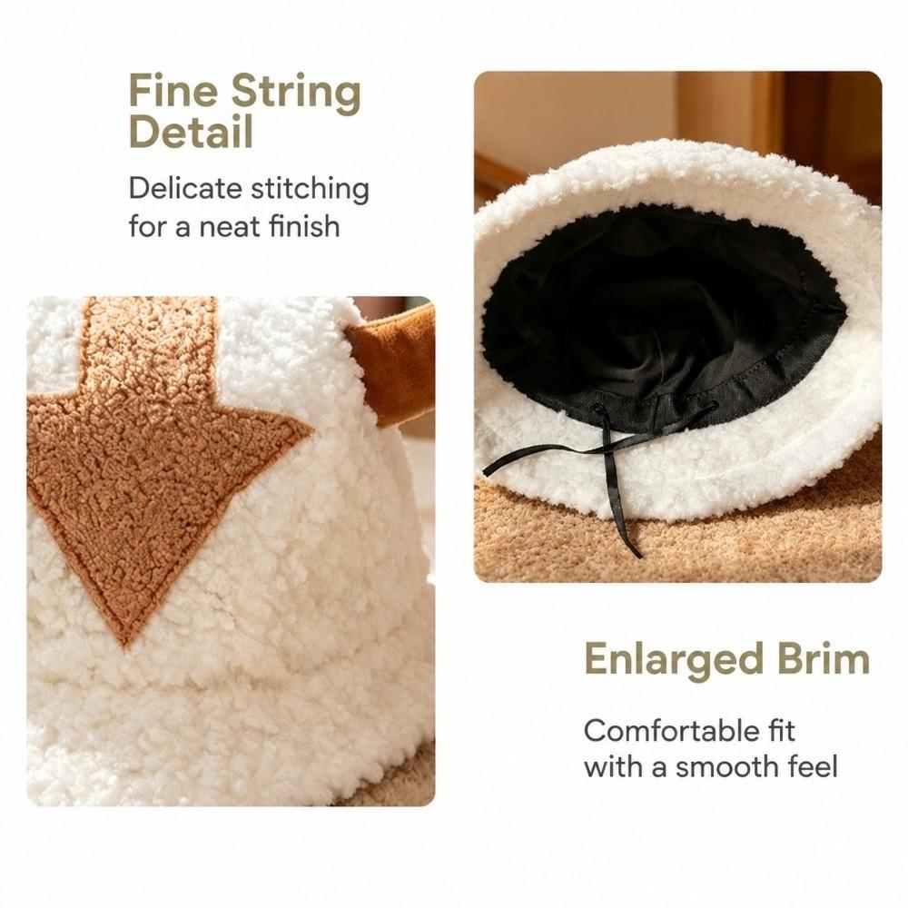 Thickened Plush Fisherman Hat Windproof Cow Horned Hat Cute Winter Warm Hat Outdoor Wear