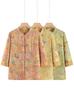 Mandarin Collar Seven-Sleeve Shirt for Middle-Aged & Elderly Women – Spring/Summer Stylish Loose Cardigan Top