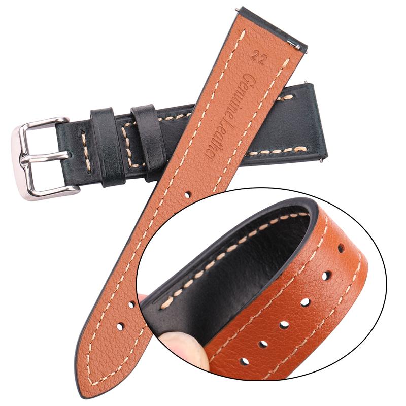 Ремешок для часов из коровьей кожи 18 мм 20 мм 22 мм 24 мм коричневый синий красный — фото 6