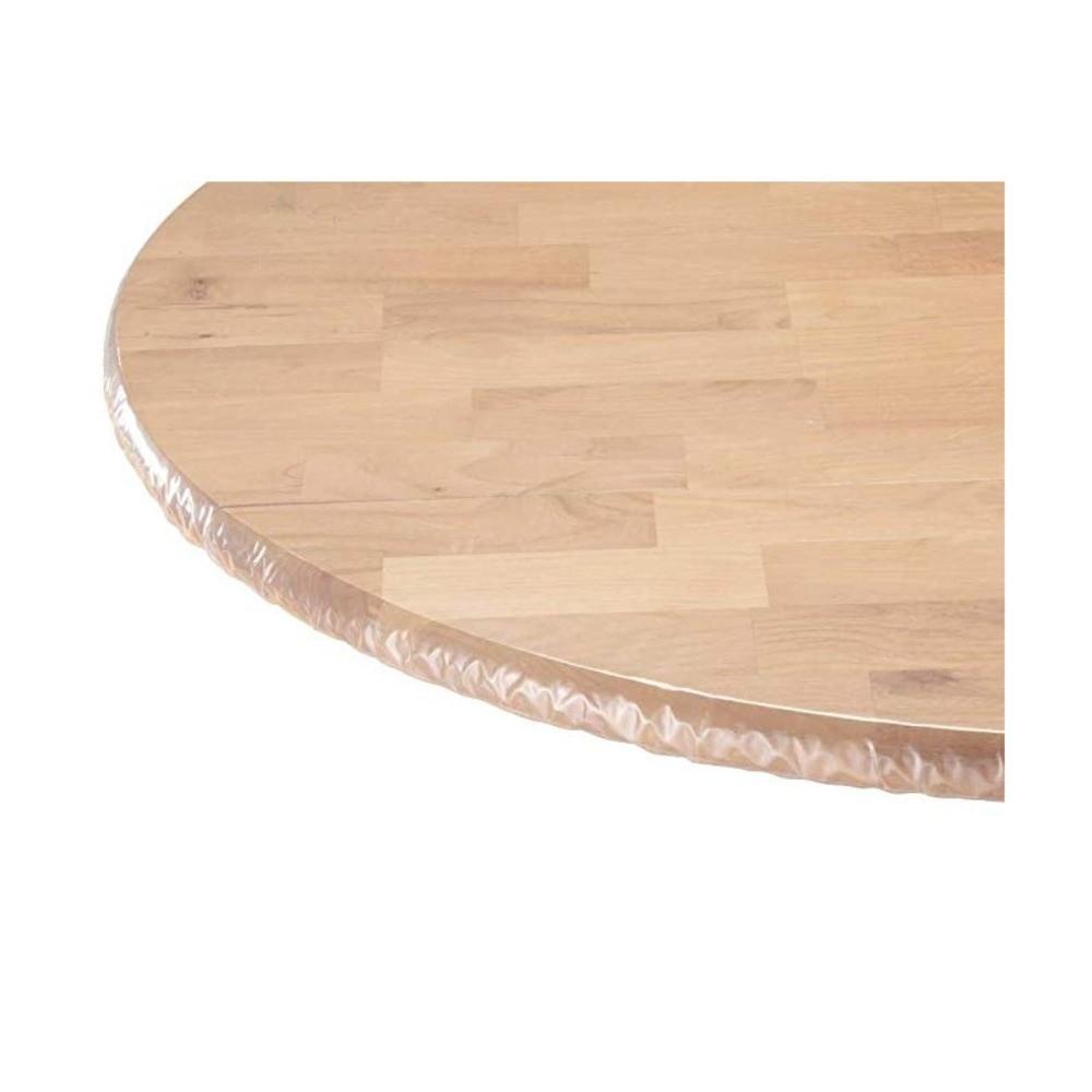 

40-44 In PVC Tablecloths Elastic with Flannel Backing Waterproof Table Covers Dirt Resistant Wood Grain Small Round Tablecloth