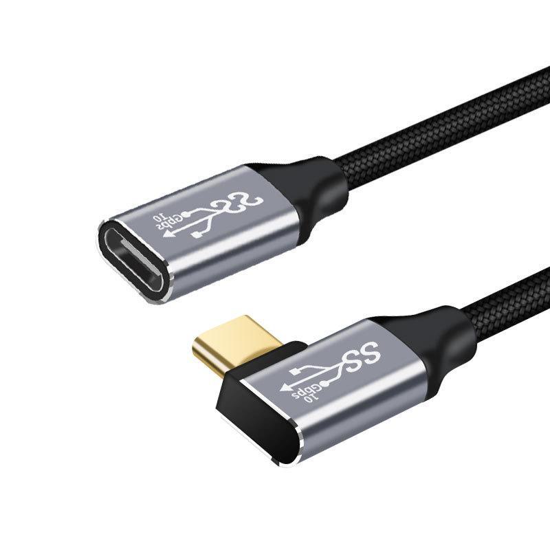 USB-C 3.1 Gen 2 Male To Female Elbow Video Dock Extension Cable, PD 100W
