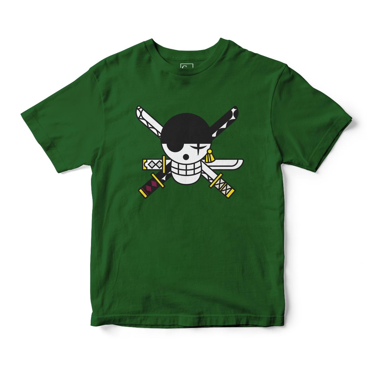 

Unisexs One Piece Anime TShirt Dark Green Skull Sword Graphic Cotton Tee Casual Otaku Streetwear for Daily Campus Home Wear S