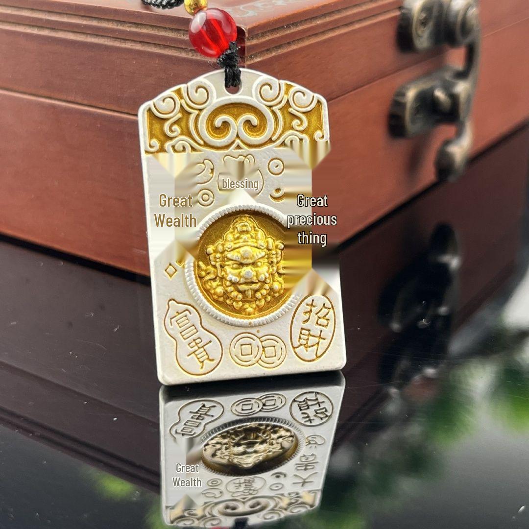 Novel Gold Painted Yellow God Square Pendant - Unisex Alloy, Elegant Gift