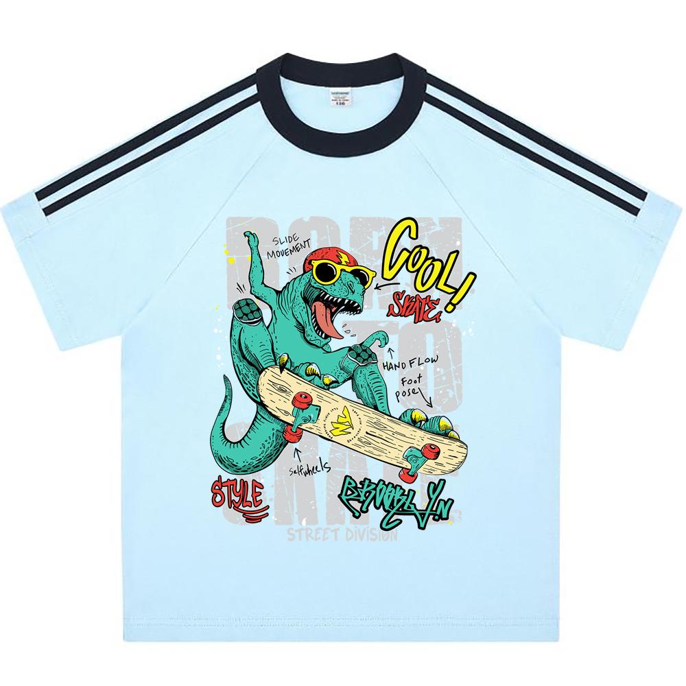 

Kids 100% Cotton T-shirts Boys And Girls 200 GSM Cotton Tees dinosaur Cartoon Print Child Tshirts 110 абрикосовый