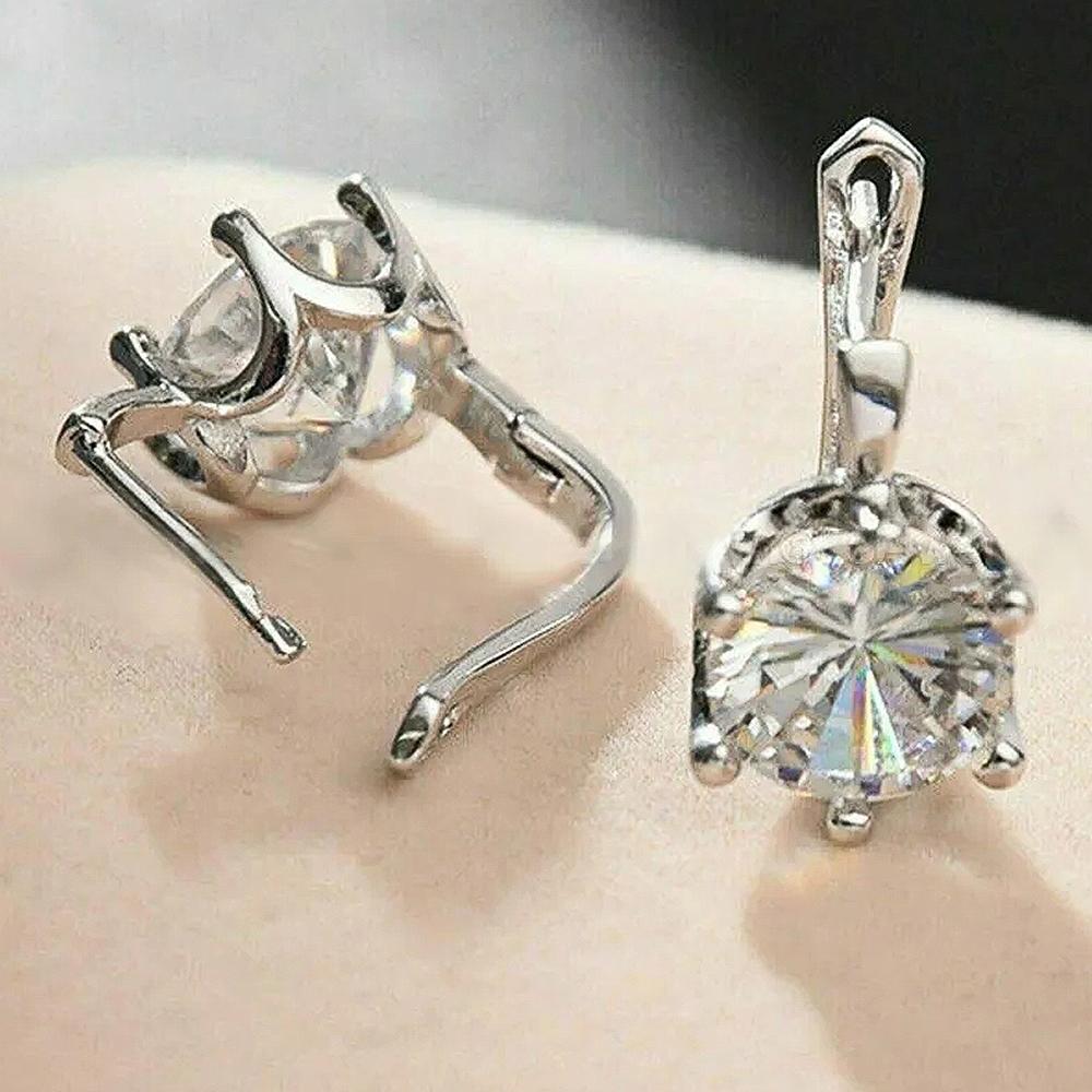 Delicate Hoop Earrings Female Wedding Accessories with Shiny Crystal Zirconia Graceful Jewelry for Engagement Ceremony
