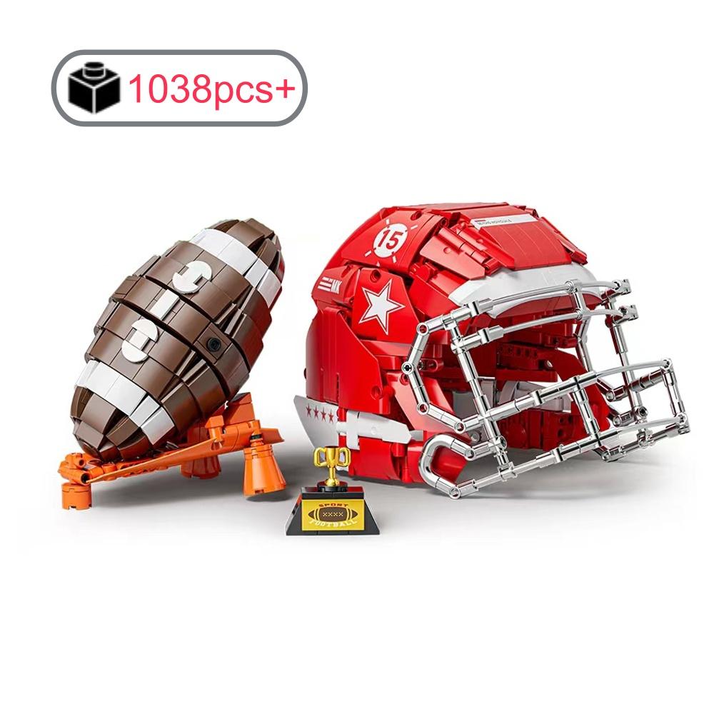 1038Pcs NEW Creative Sports Building Blocks Set American Football Baseball Bricks DIY Desktop Display Gift For Adults Kids