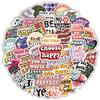 50pcs Waterproof Motivational Graffiti Stickers - Classical Chinese Design for Luggage, Skateboards, Refrigerators, Laptops