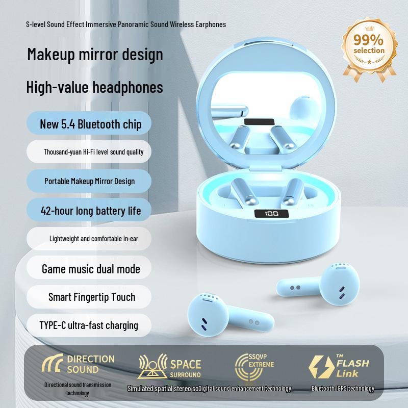 AE-1 TWS Earbuds: High-Quality Sound, Mini LED Mirror, Wireless & In-Ear Bluetooth Earphones