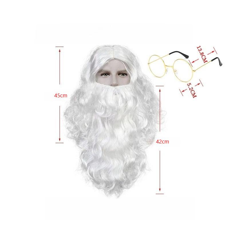 Erwachsene Männer Frauen Weihnachtsmann Aufführung Cosplay Kostüm Requisiten Bart Set Handkurbelglocke Weihnachten Süßigkeiten Geschenktüte