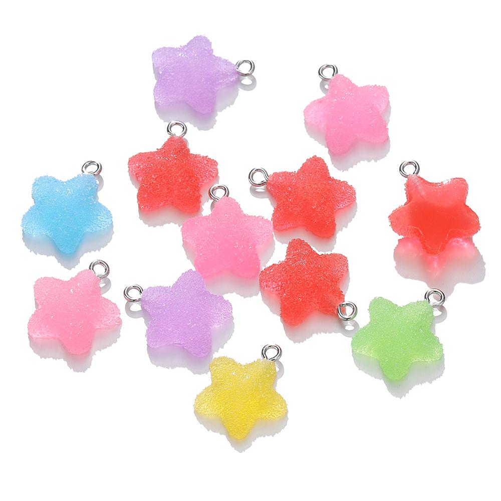 10pcs/lot Simulation Five-Pointed Star Soft Candy Cute Charms Pendant for DIY Earrings Necklace Jewelry Accessories Finding
