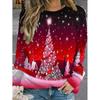 Womens Round Neck Pullover Sweatshirt With 3D Christmas Tree Print Casual Comfort Fit 2025
