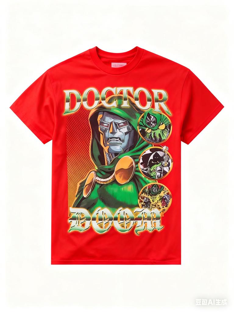 Genuine 2026 New Fantastic Four Dr. Doom Comic Print Plus Size Women's Fashion Short Sleeve Loose Sports T-Shirt