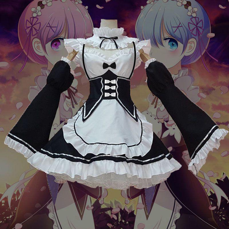 Kara Rezero Hajimeru Lsekai Seikatsu Twins Ramrem Maid Dress Costume Cosplay