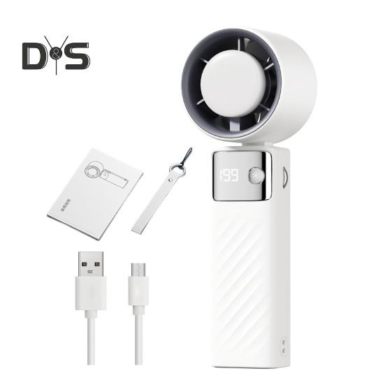 Handheld Cooling Fan with Digital Display Strong Airflow 1-199 Speed Low Noise Battery-Powered Portable Personal Fan