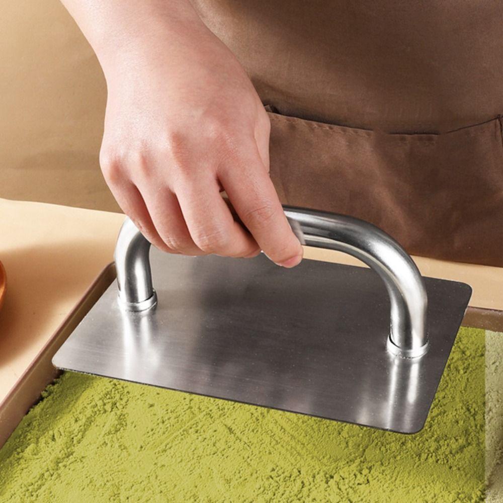Stainless Steel Burger Patty Press Professional High-Grip Handle Donkey-hide Gelatin Press Rectangular Snowflake Crisp Presser