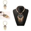 Vintage Gold Leaf Pendant Necklace With Tassel For Boho Fashion And Casual Wear