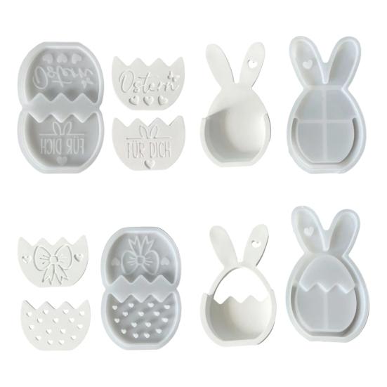Silicone Easter Bunny Mold Flexible Flower Basket Casting Mold for Epoxy Plaster Wax DIY 3D Easter Decorations And Crafts Gift