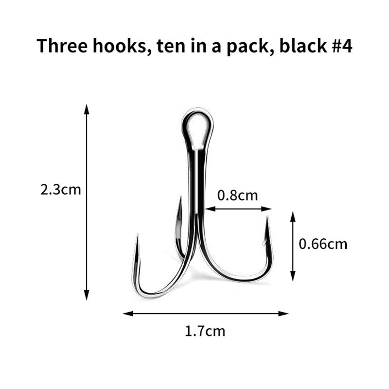 10pcs Sanben Hooks Lua Hooks Anchor Fishing Hooks Sea Fishing Hooks Triple Claw Anchor Hooks Silver Black Fishing Hooks 2#4#6#8#