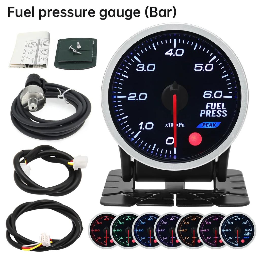 100% Car Accessories Auto Gauge 8 Color Voltmeter Oil Pressure Water Oil Temp EGT Exhaust Temp Turbo Boost Fuel Press Tachometer