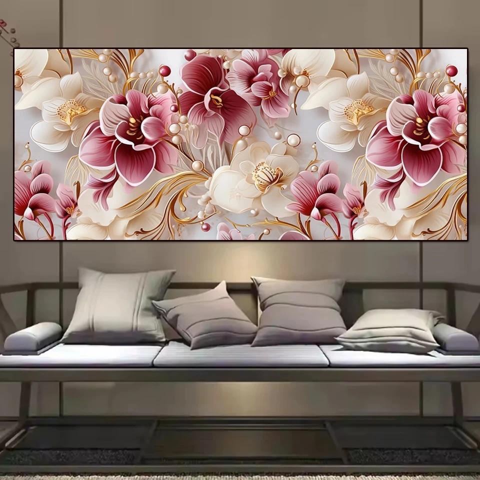Abstract Flowers Canvas Prints Wall Art Painting,Textured Floral Poster,Wall Art Picture Home Decorations,Unframed,Gift 20X40CM No Framed