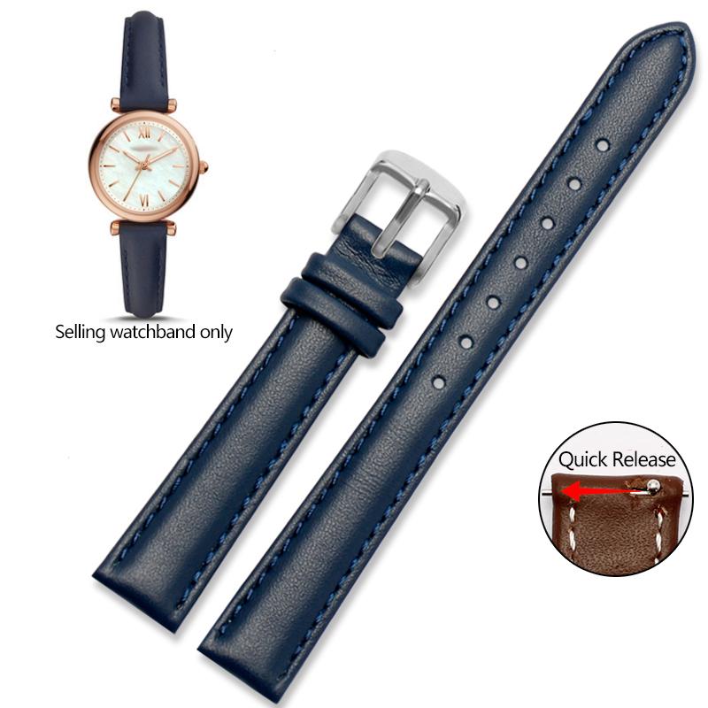 Genuine Leather Watchband for Casio Citizen Fossil Plain Watch Strap Folli Ladies Bracelet Blue Pink Brown 14mm 16mm 18mm 20mm