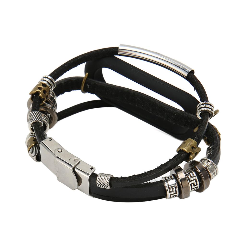 Smart Bracelet Strap Vintage Leather Metal Silicone Protecting Bracelet Band Strap for Mi Band 7