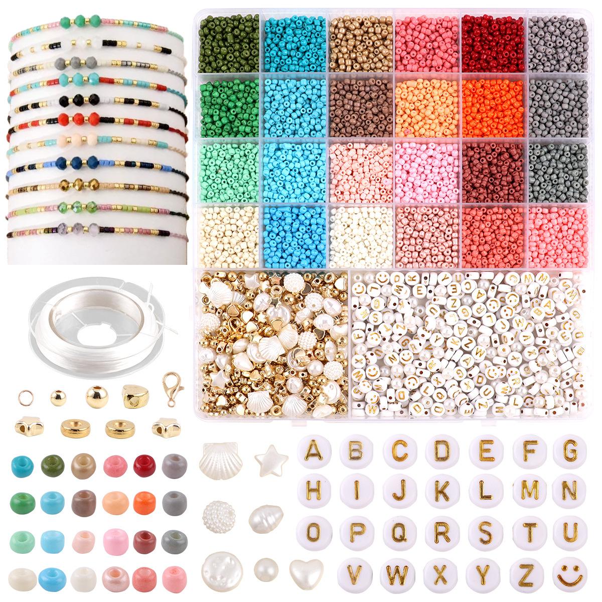 

Набор разноцветных круглых бусин на эластичной нити, в коробке, горячо продаваемые бусины, материал для DIY, аксессуары 26 grams of beads